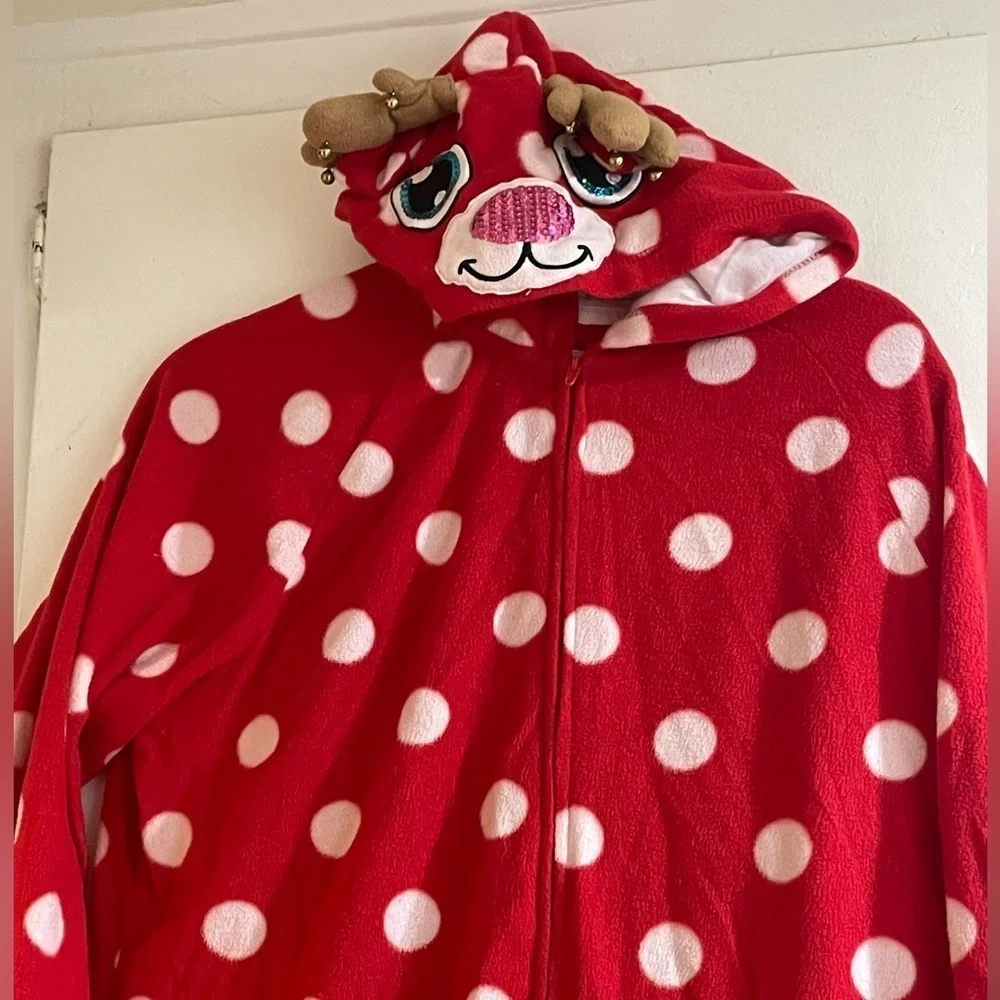 Vintage Justice Reindeer Footie Onesie Pajamas Size Kids 20 Removable footies.